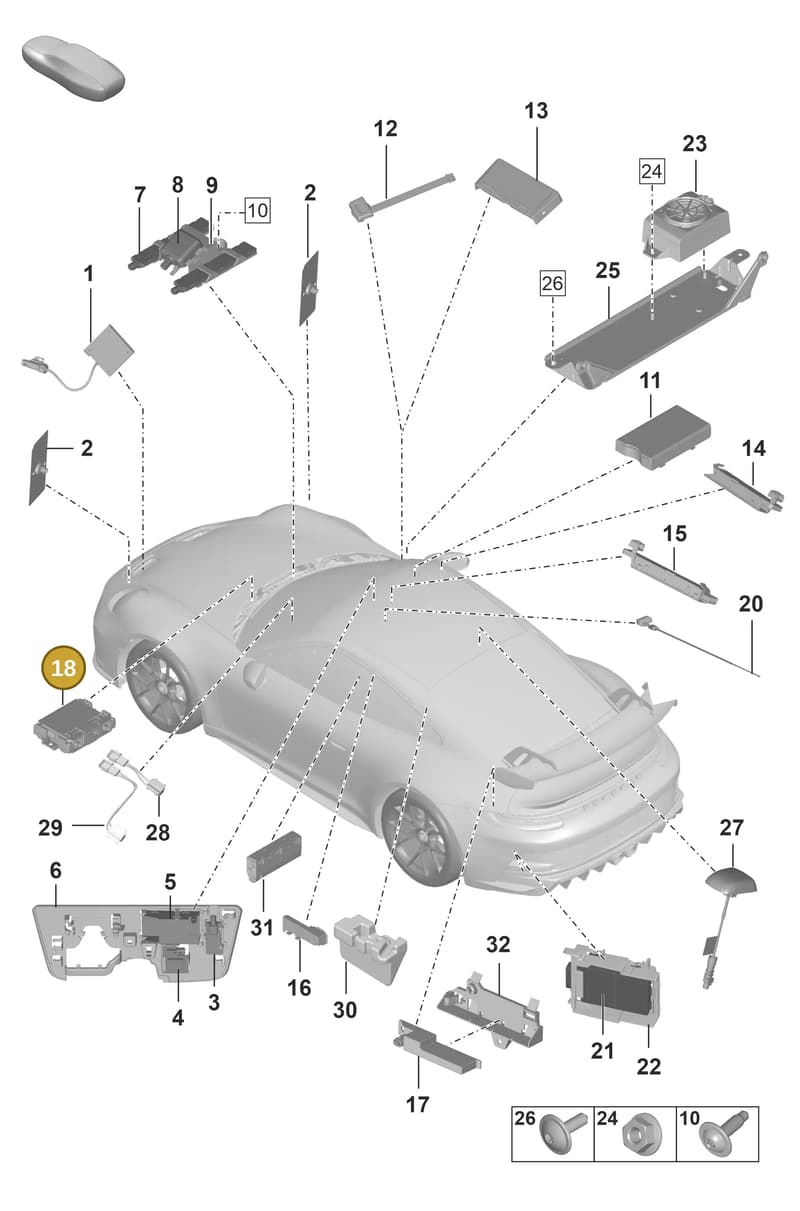 PAB03545602 — Porsche 911 (2021-2022) diagram p59912000, position 18