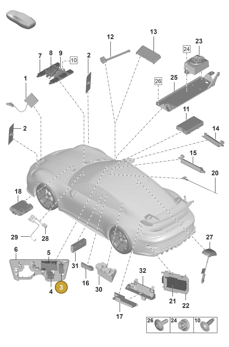 PAB035500 — Porsche 911 (2021-2022) diagram p59912000, position 3