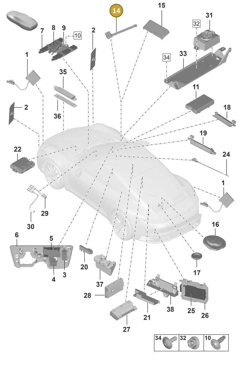 PAB035504 — Porsche 911 (2018-2024) diagram p53912000, position 14