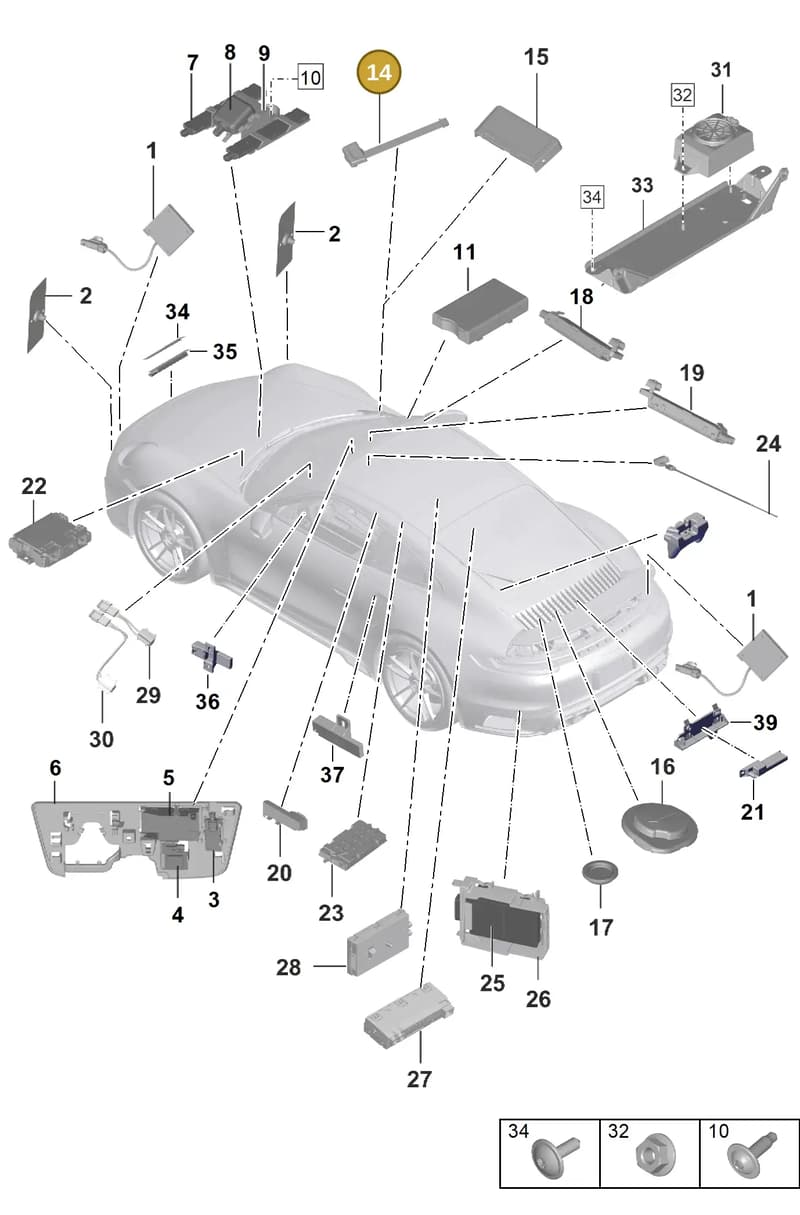 PAB035504 — Porsche 911 (2020-2022) diagram p57912000, position 14
