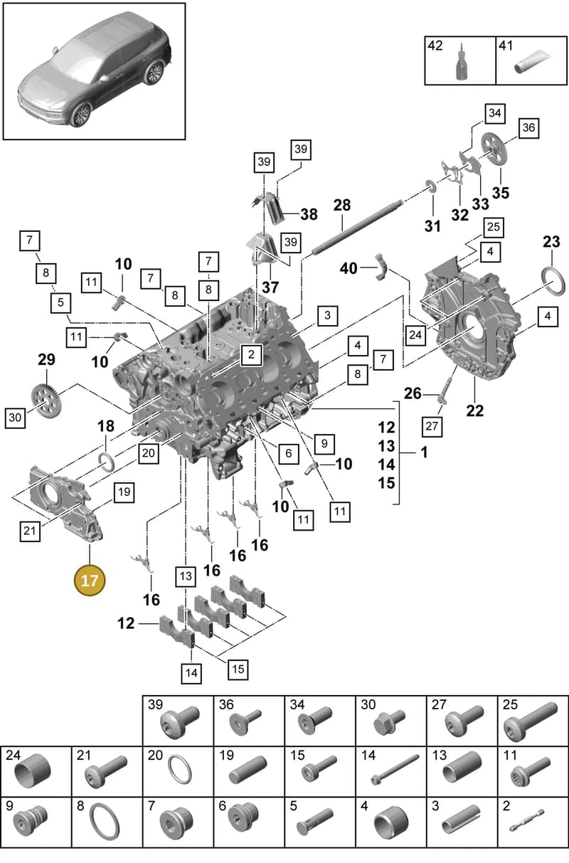 PAB103153A — Porsche Cayenne (2017-2023) diagram p51101050, position 17