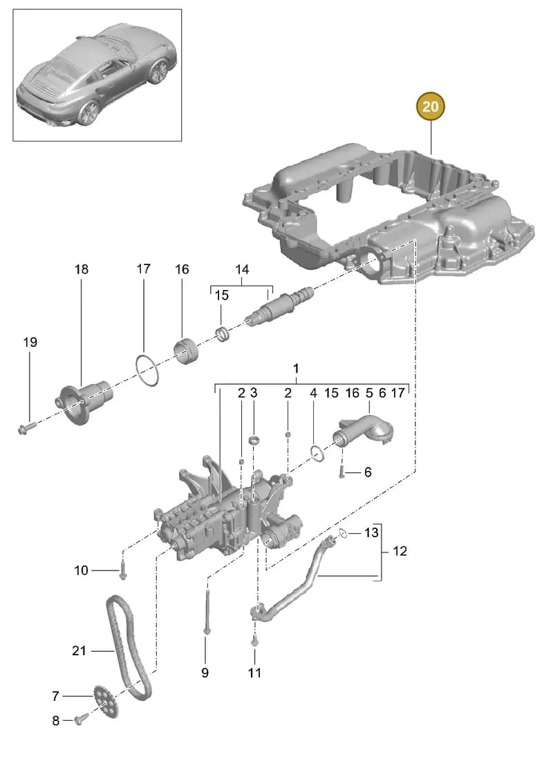 PAB103196B — Porsche GT2 RS Clubsport (2013-2020) diagram p42104000, position 20