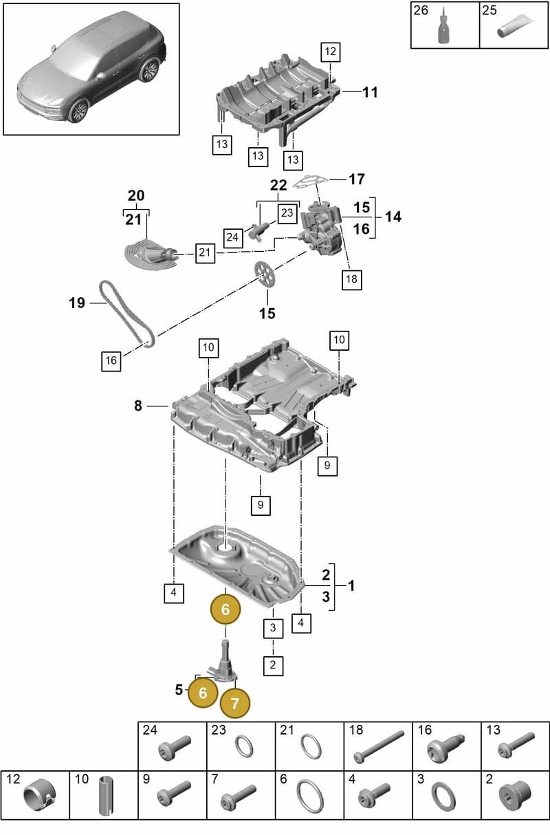 PAB103196C — Porsche Cayenne (2017-2023) diagram p51104030, position 6+7