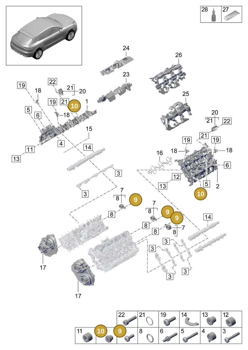 PAB103729 — Porsche Macan (2018-2022) diagram p52000072, position 9+10