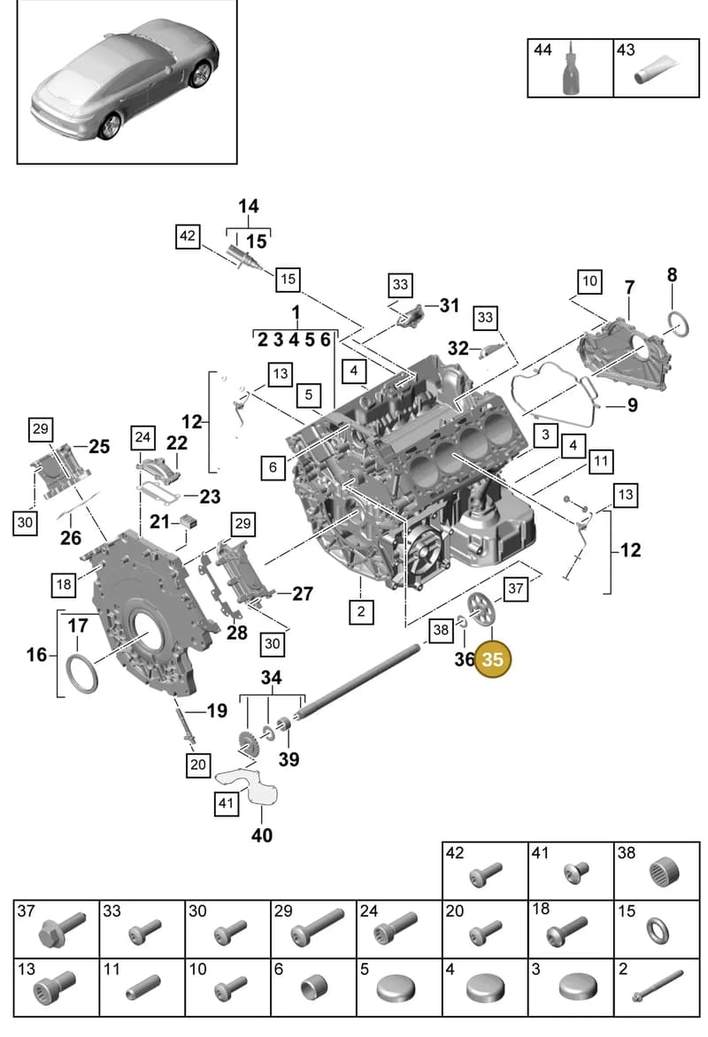 PAB105223 — Porsche Panamera (2016-2020) diagram p49101050, position 35