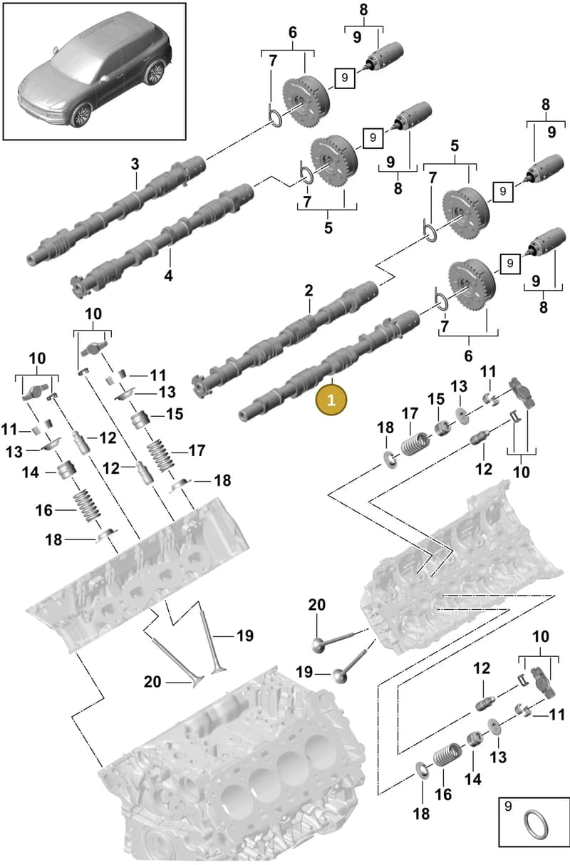 PAB109003G — Porsche Cayenne (2017-2023) diagram p51103050, position 1