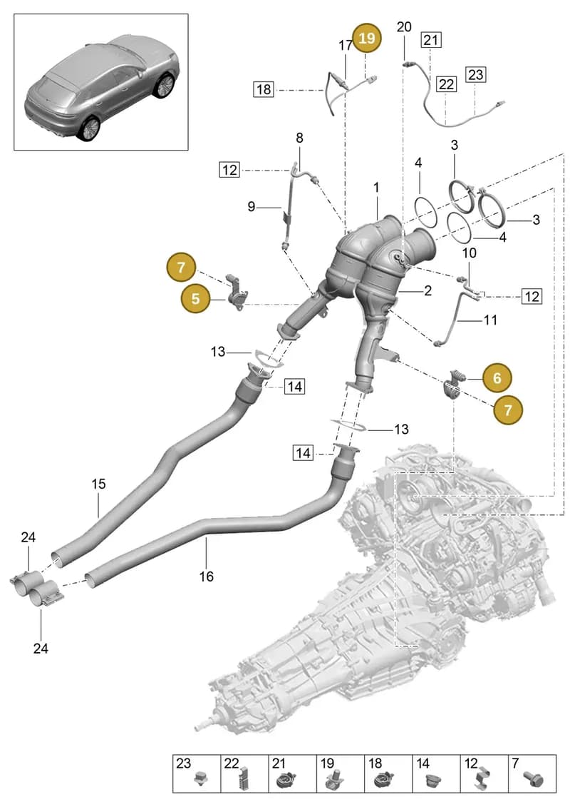 PAB111220A — Porsche Macan (2018-2022) diagram p52000130, position 5+6+7+19