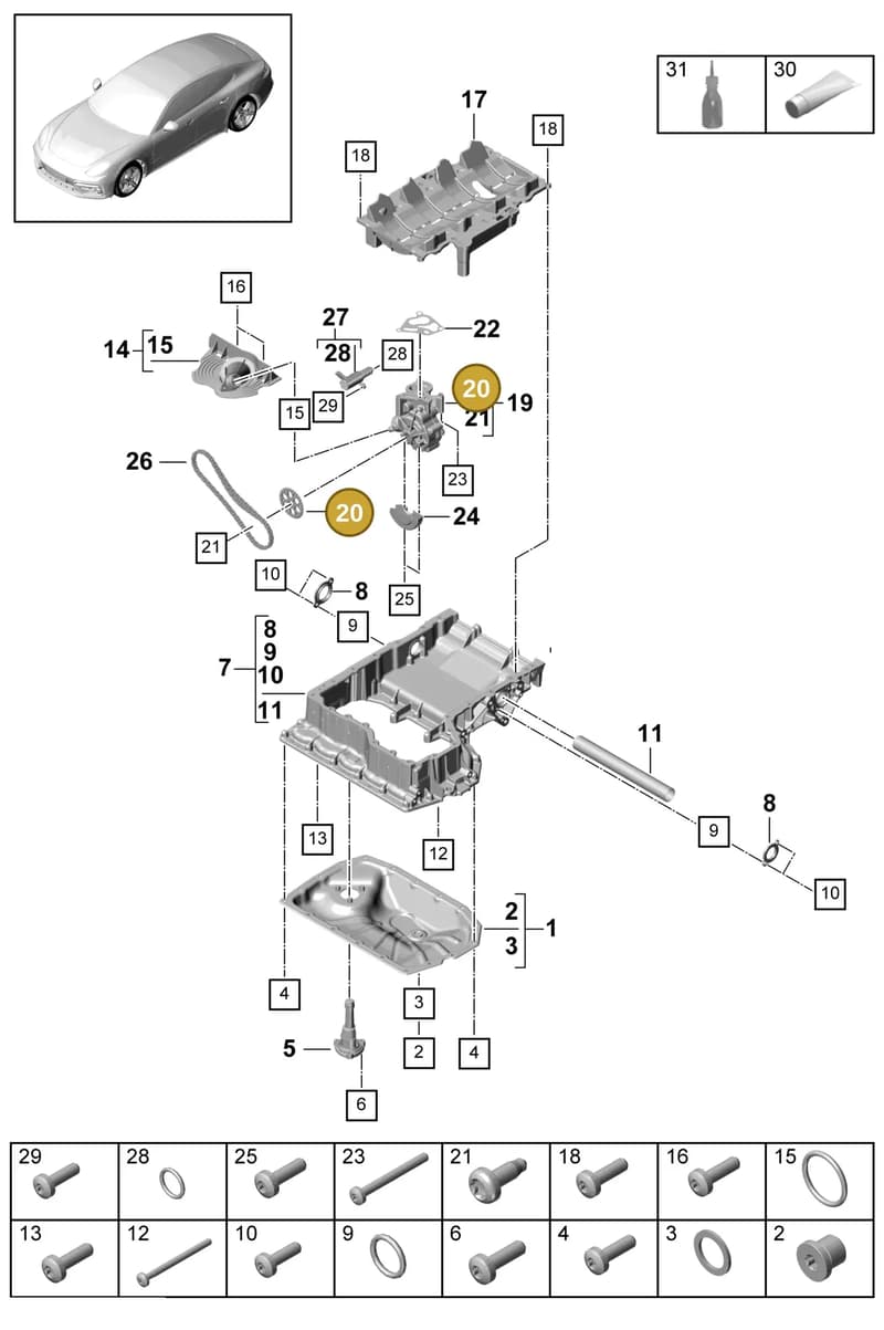 PAB11510300 — Porsche Panamera (2016-2020) diagram p49104020, position 20