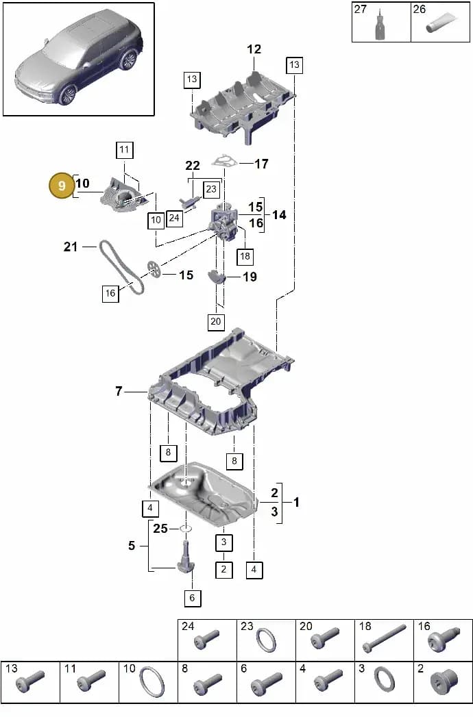 PAB11515500 — Porsche Cayenne (2017-2023) diagram p51104025, position 9