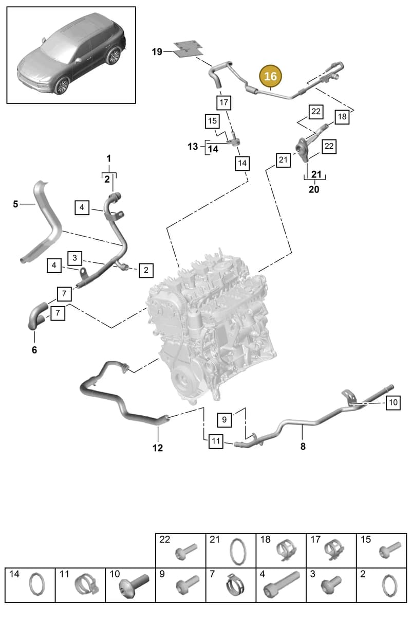 PAB121164 — Porsche Cayenne (2017-2023) diagram p51105020, position 16