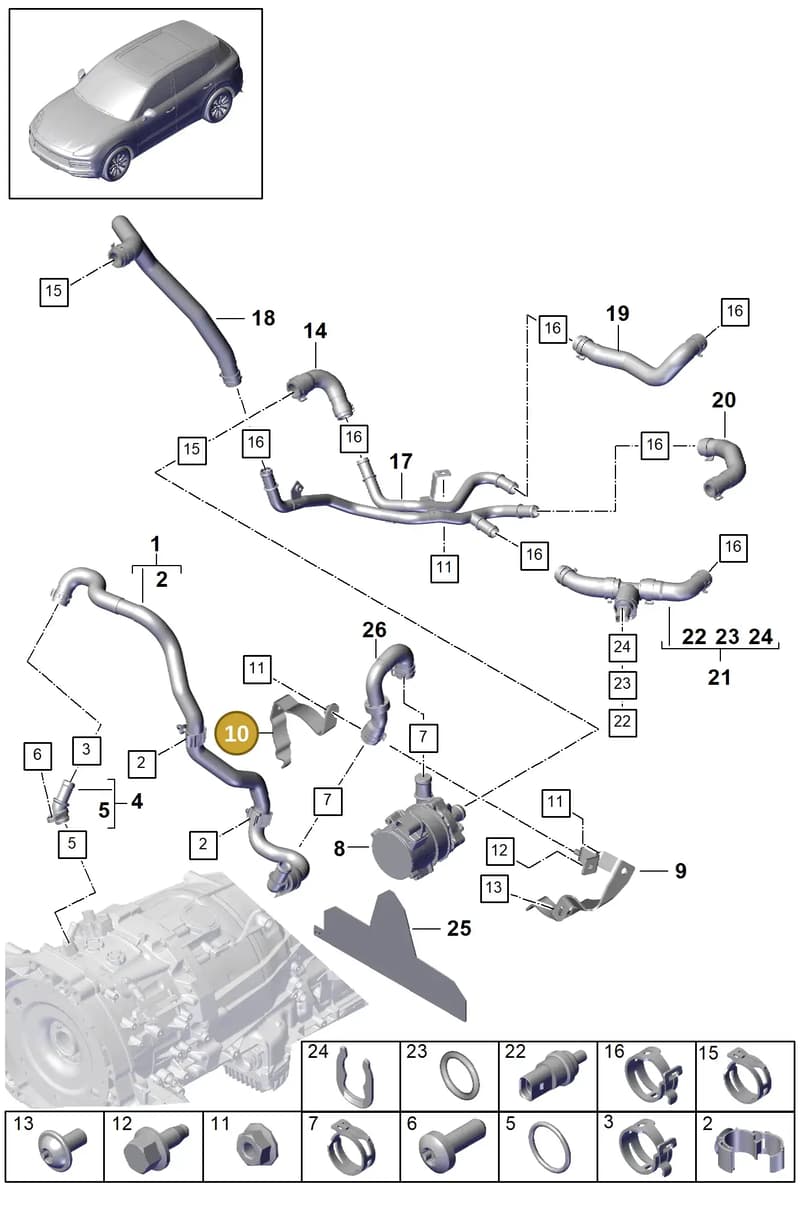 PAB121240J — Porsche Cayenne (2017-2023) diagram p51105080, position 10