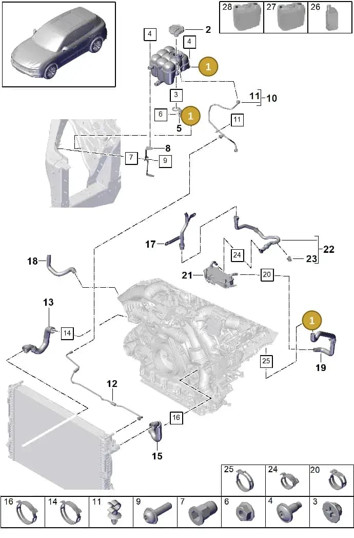 PAB121403A — Porsche Cayenne (2017-2023) diagram p51105070, position 1