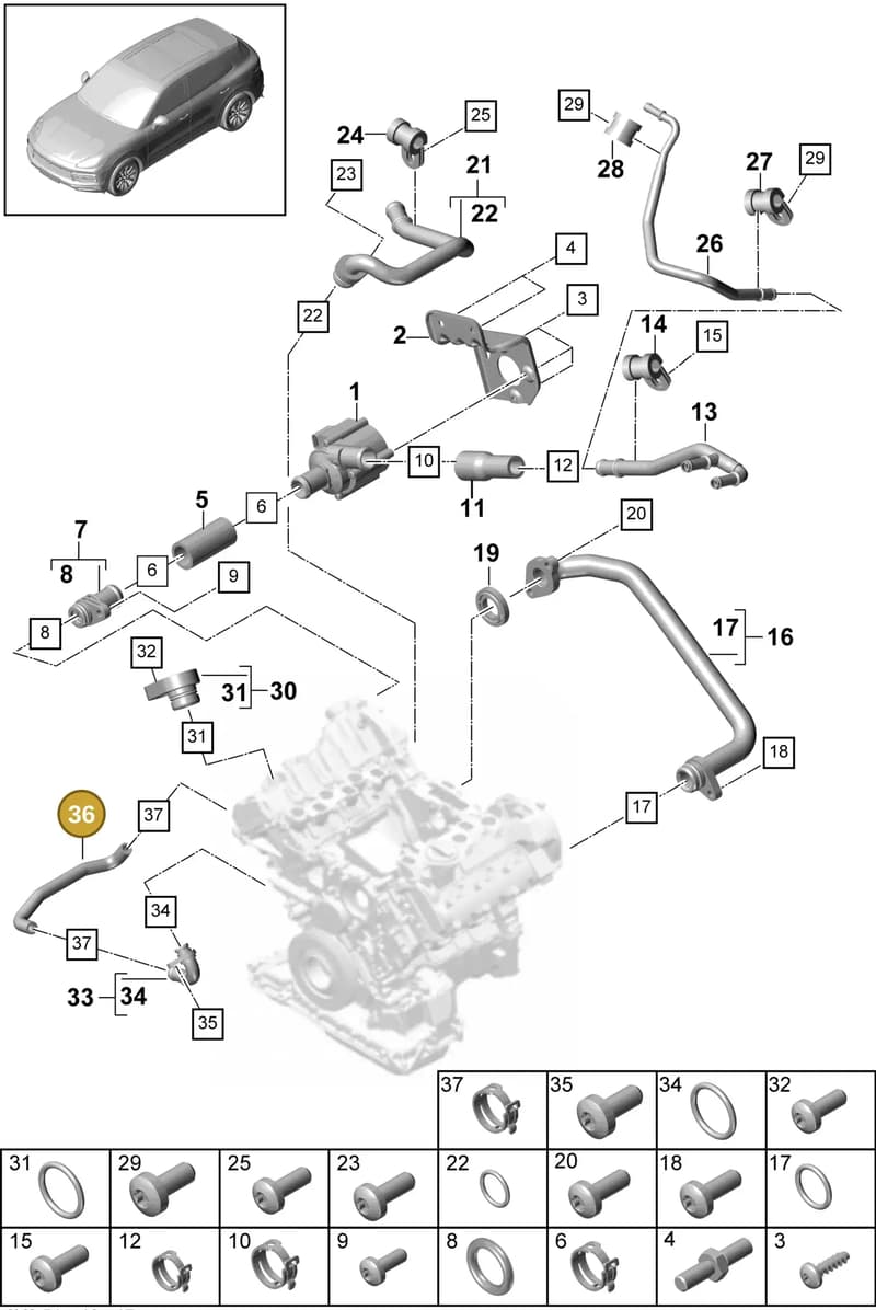 PAB121444 — Porsche Cayenne (2017-2023) diagram p51105030, position 36