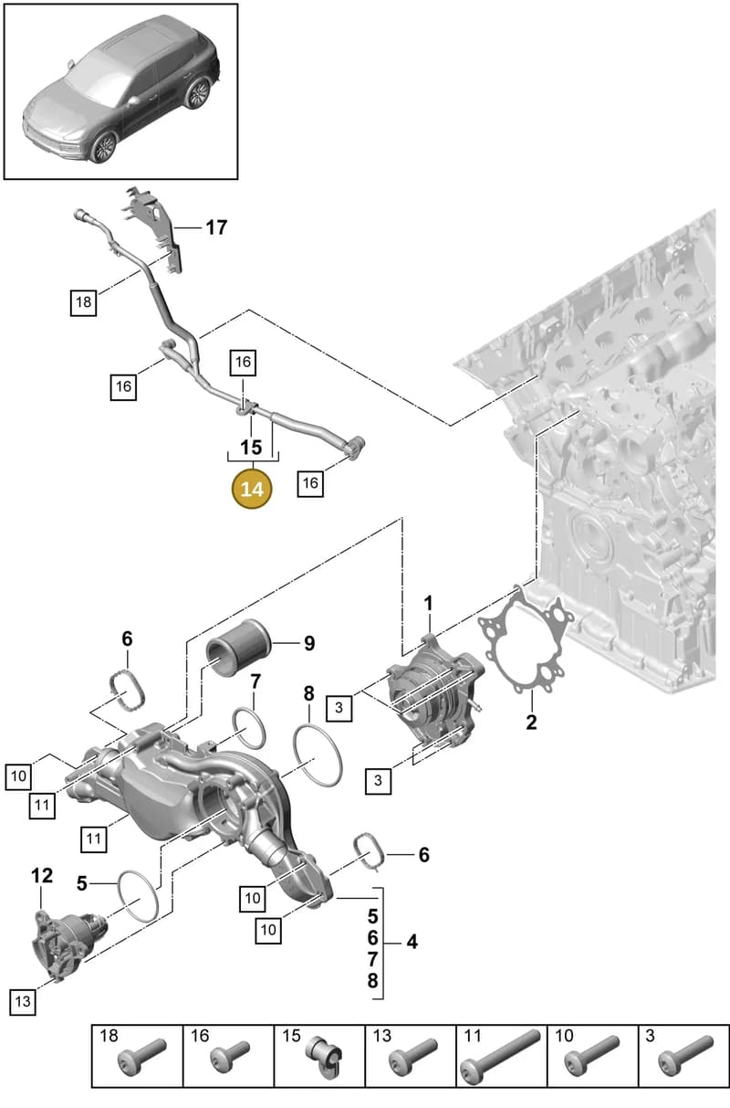 PAB121455A — Porsche Cayenne (2017-2023) diagram p51105000, position 14
