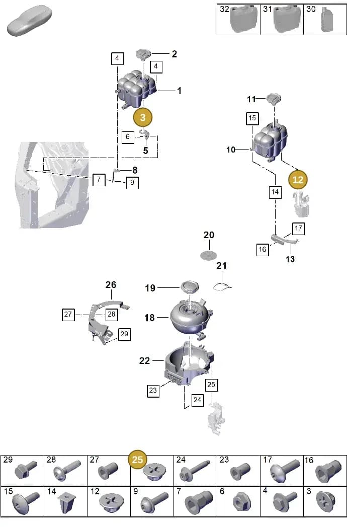 PAB12158500 — Porsche Cayenne Coupe (2023-2023) diagram p60105100, position 3+12+25
