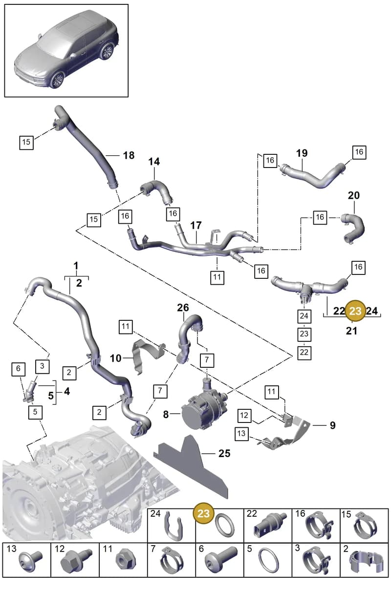 PAB122101D — Porsche Cayenne (2017-2023) diagram p51105080, position 23