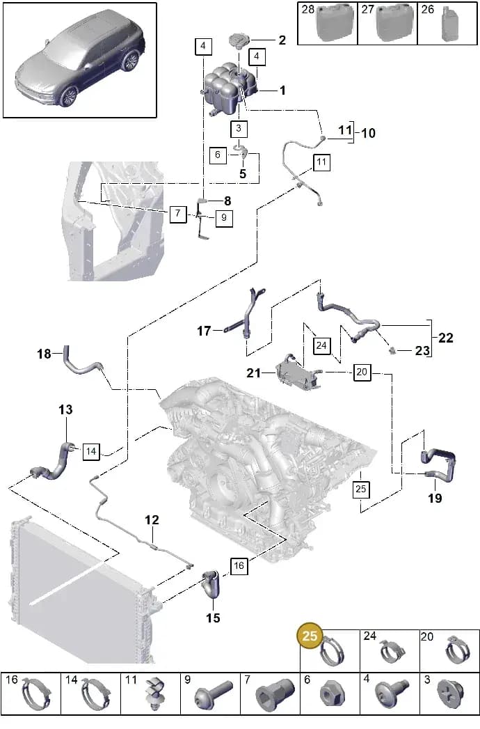 PAB129381 — Porsche Cayenne (2017-2023) diagram p51105070, position 25