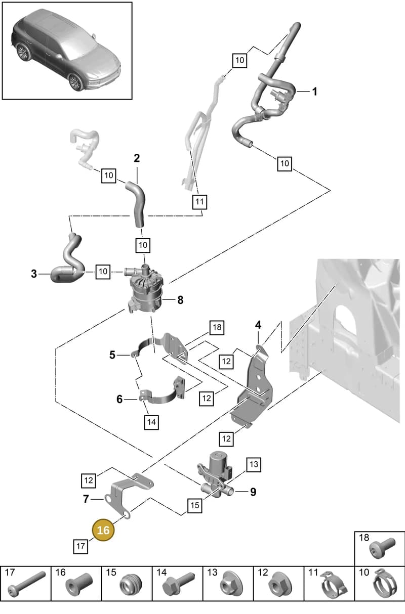 PAB129381 — Porsche Cayenne (2017-2023) diagram p51815300, position 16
