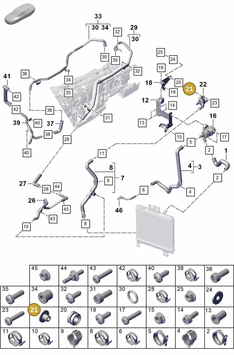 PAB129381A — Porsche Cayenne Coupe (2023-2023) diagram p60105350, position 21