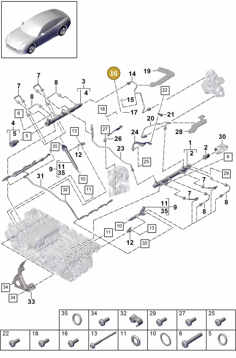 PAB130299 — Porsche Panamera (2016-2020) diagram p49107010, position 16