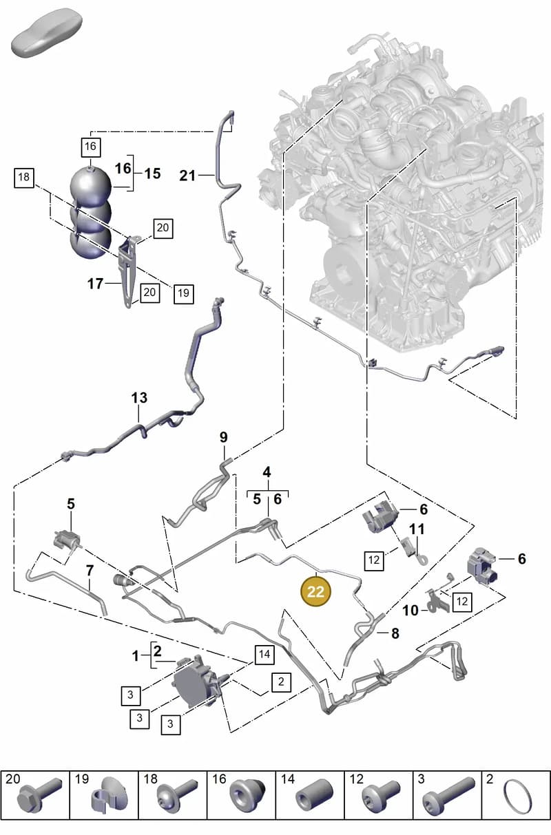 PAB131051B — Porsche Cayenne Coupe (2023-2023) diagram p60107410, position 22