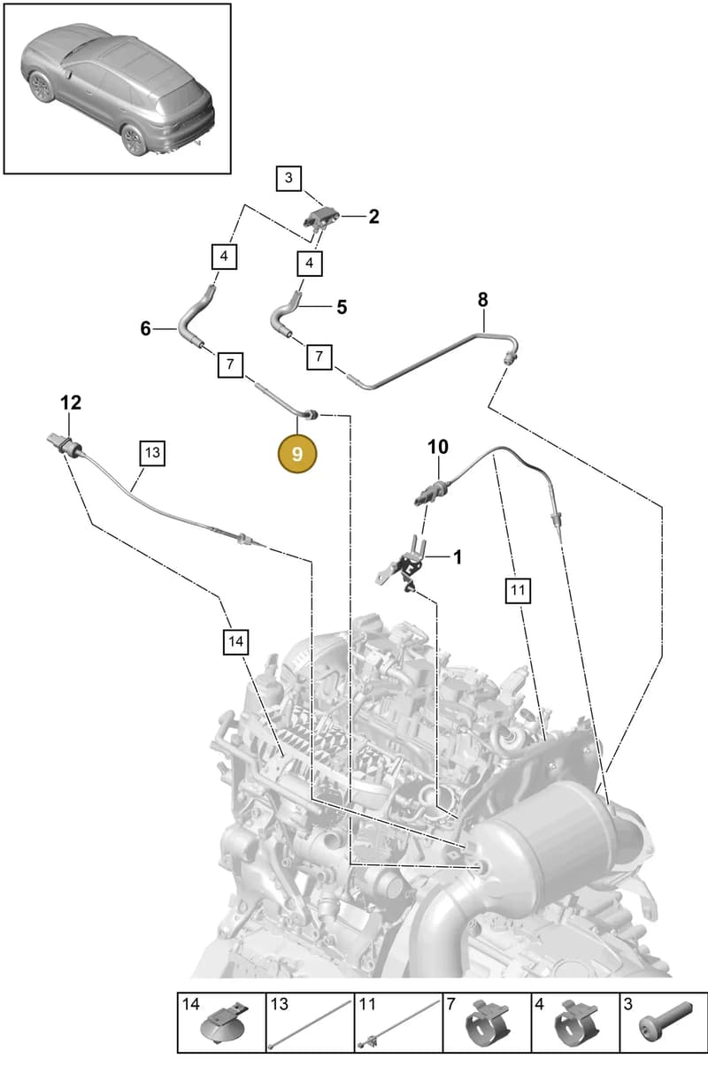 PAB131205S — Porsche Cayenne (2017-2023) diagram p51202230, position 9