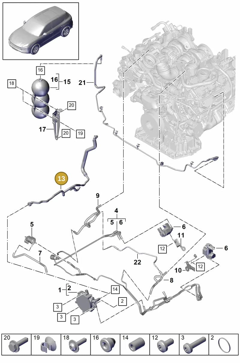 PAB13153500 — Porsche Cayenne (2017-2023) diagram p51108000, position 13