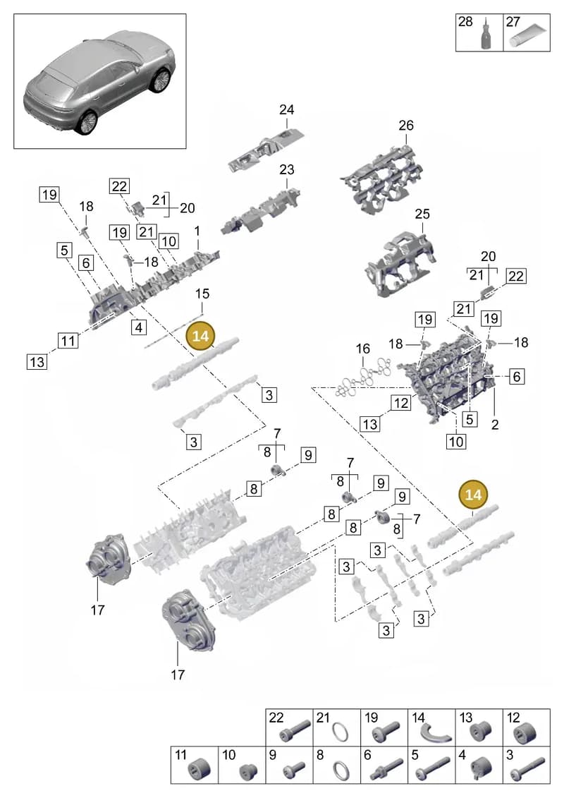 PAB13153500 — Porsche Macan (2018-2022) diagram p52000072, position 14