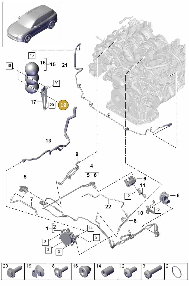 PAB131694 — Porsche Cayenne (2017-2023) diagram p51108000, position 19