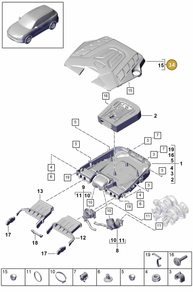PAB133849B — Porsche Cayenne (2017-2023) diagram p51106000, position 14