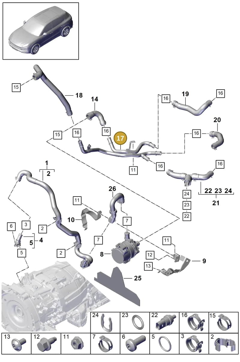 PAB145639 — Porsche Cayenne (2017-2023) diagram p51105080, position 17