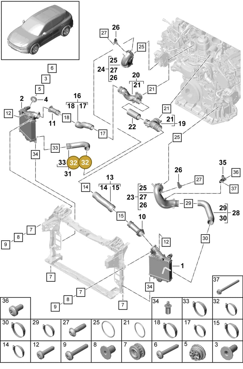 PAB14573710 — Porsche Cayenne (2017-2023) diagram p51107060, position 32