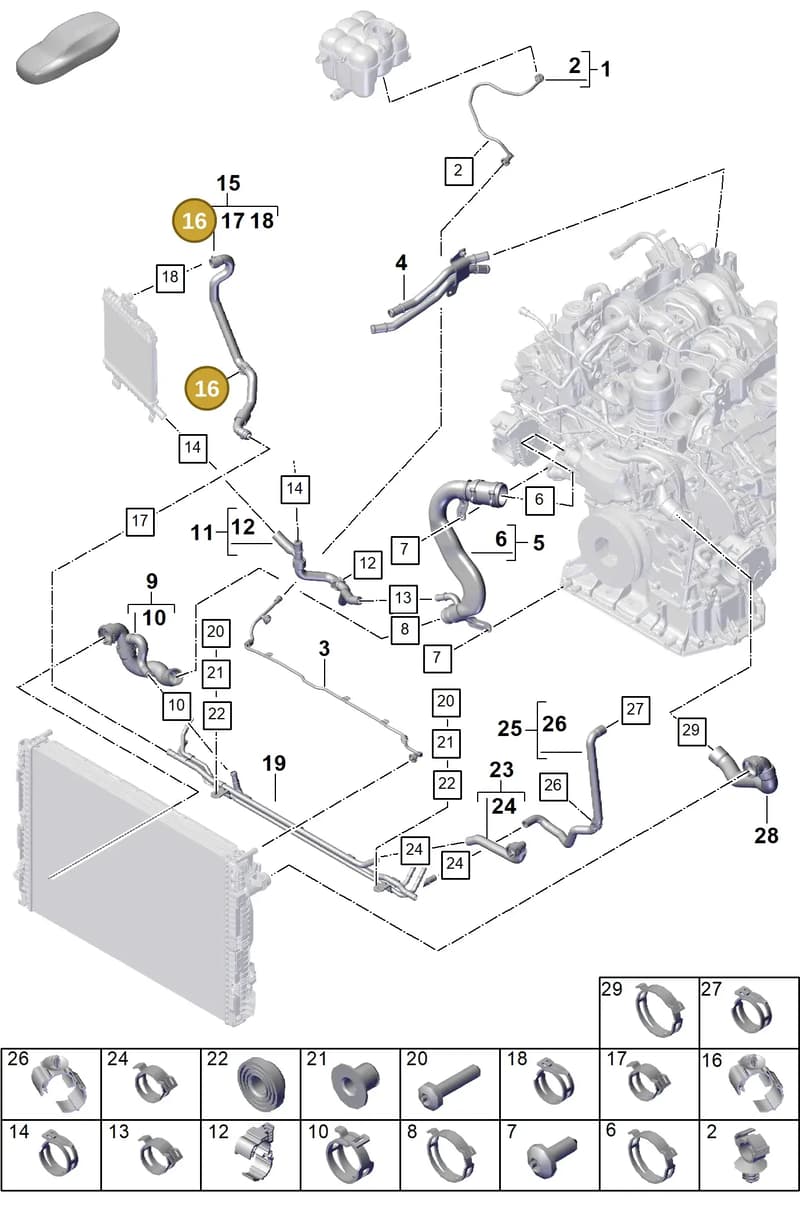 PAB145909B — Porsche Cayenne Coupe (2023-2023) diagram p60105370, position 16