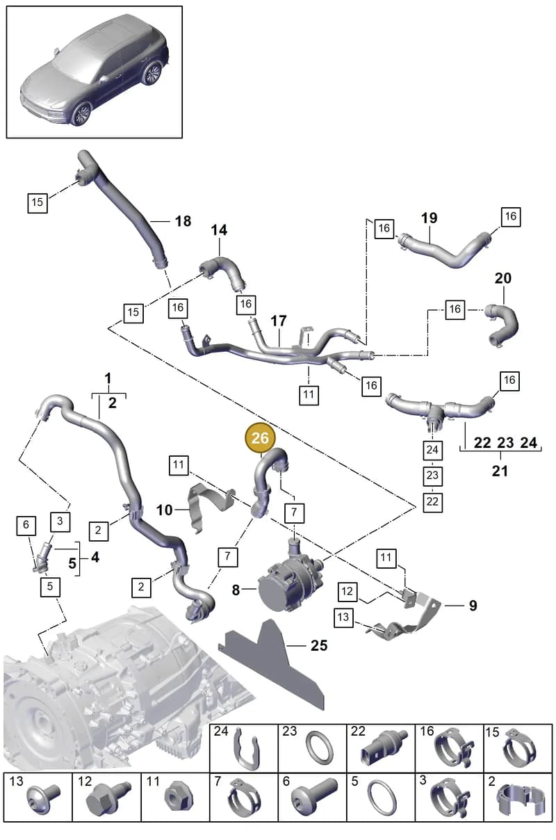 PAB145910B — Porsche Cayenne (2017-2023) diagram p51105080, position 26