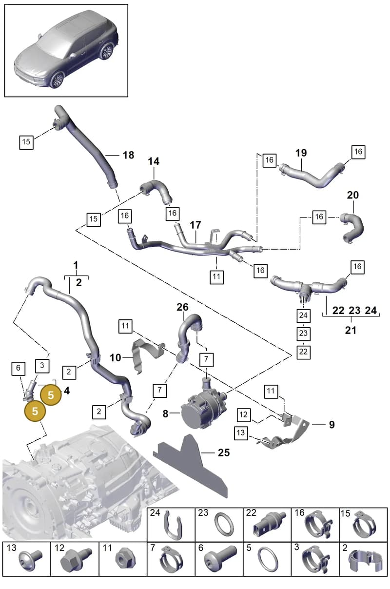 PAB145932B — Porsche Cayenne (2017-2023) diagram p51105080, position 5