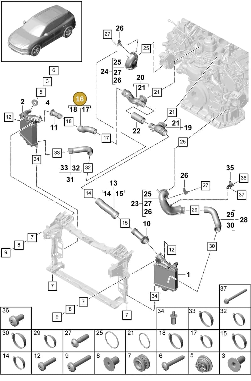 PAB14598000 — Porsche Cayenne (2017-2023) diagram p51107060, position 16