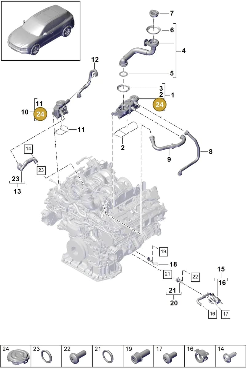 PAB198542 — Porsche Cayenne (2017-2023) diagram p51106030, position 24+27