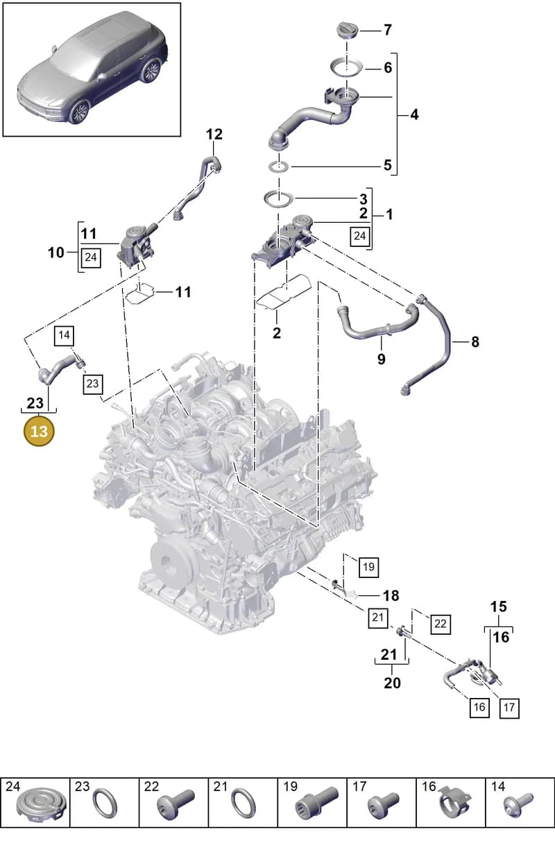 PAB198542A — Porsche Cayenne (2017-2023) diagram p51106030, position 13