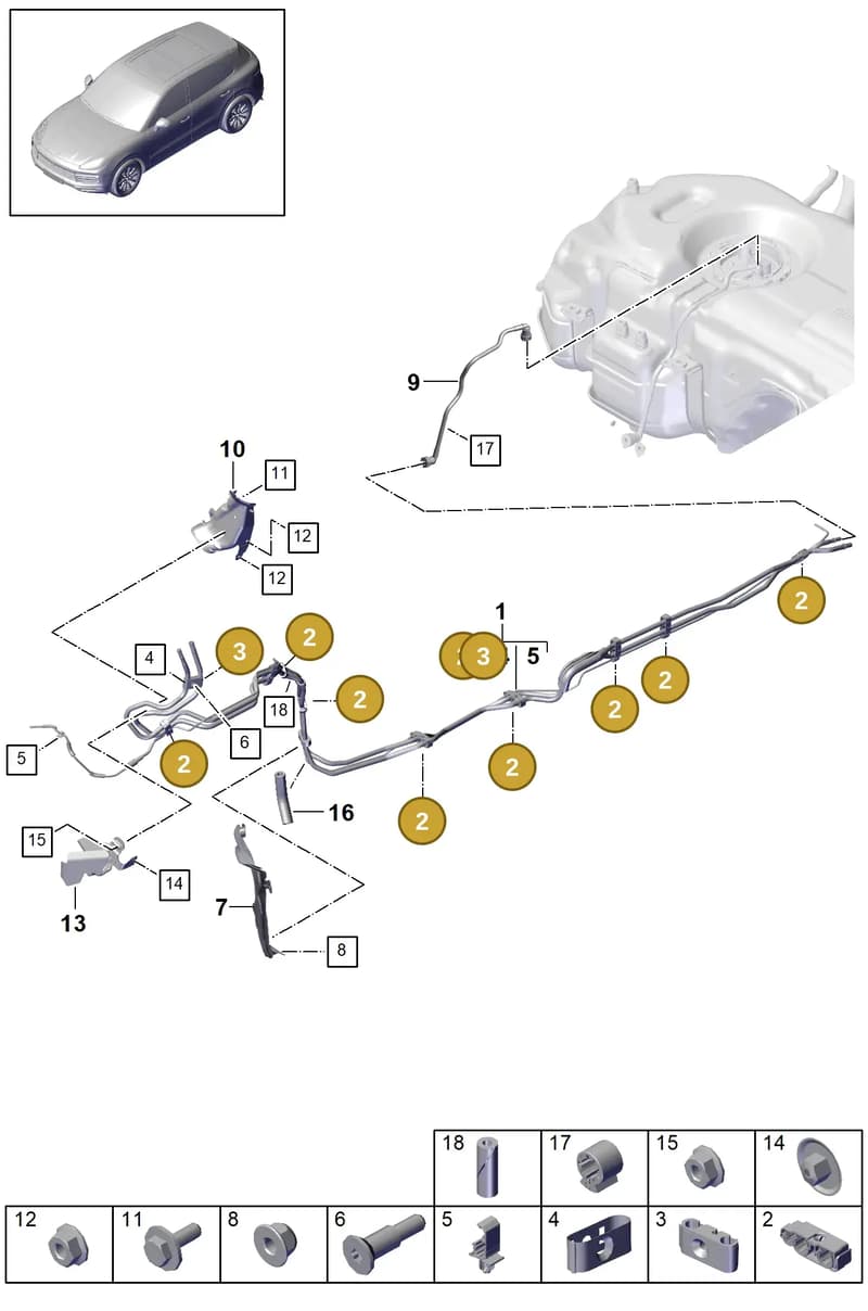 PAB20119000 — Porsche Cayenne (2017-2023) diagram p51201030, position 2+3