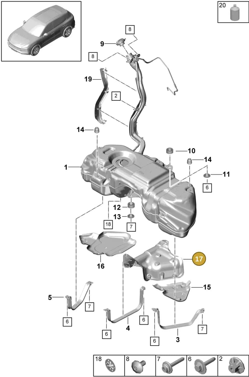 PAB20130810 — Porsche Cayenne (2017-2023) diagram p51201000, position 17