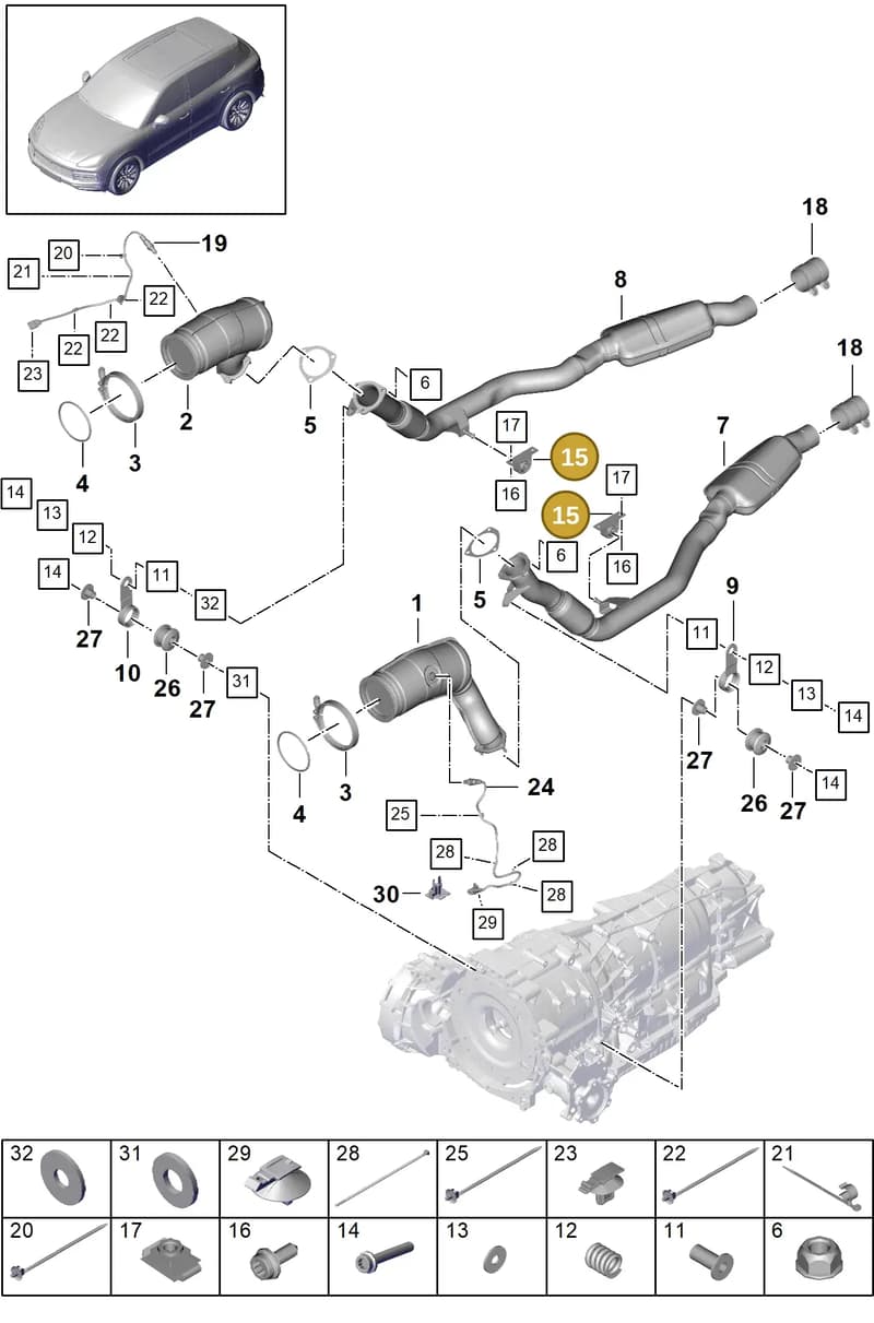 PAB25309900 — Porsche Cayenne (2017-2023) diagram p51202065, position 15