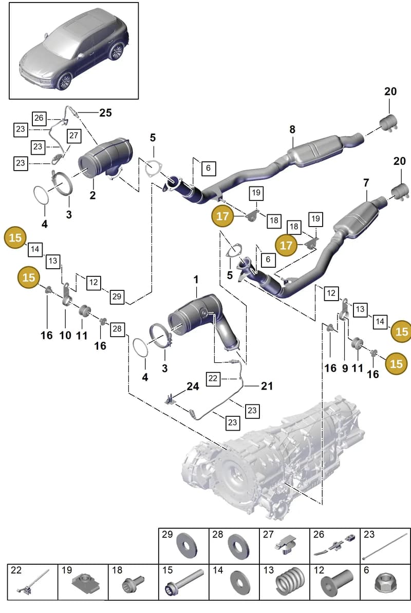 PAB25309900 — Porsche Cayenne (2017-2023) diagram p51202070, position 15+17