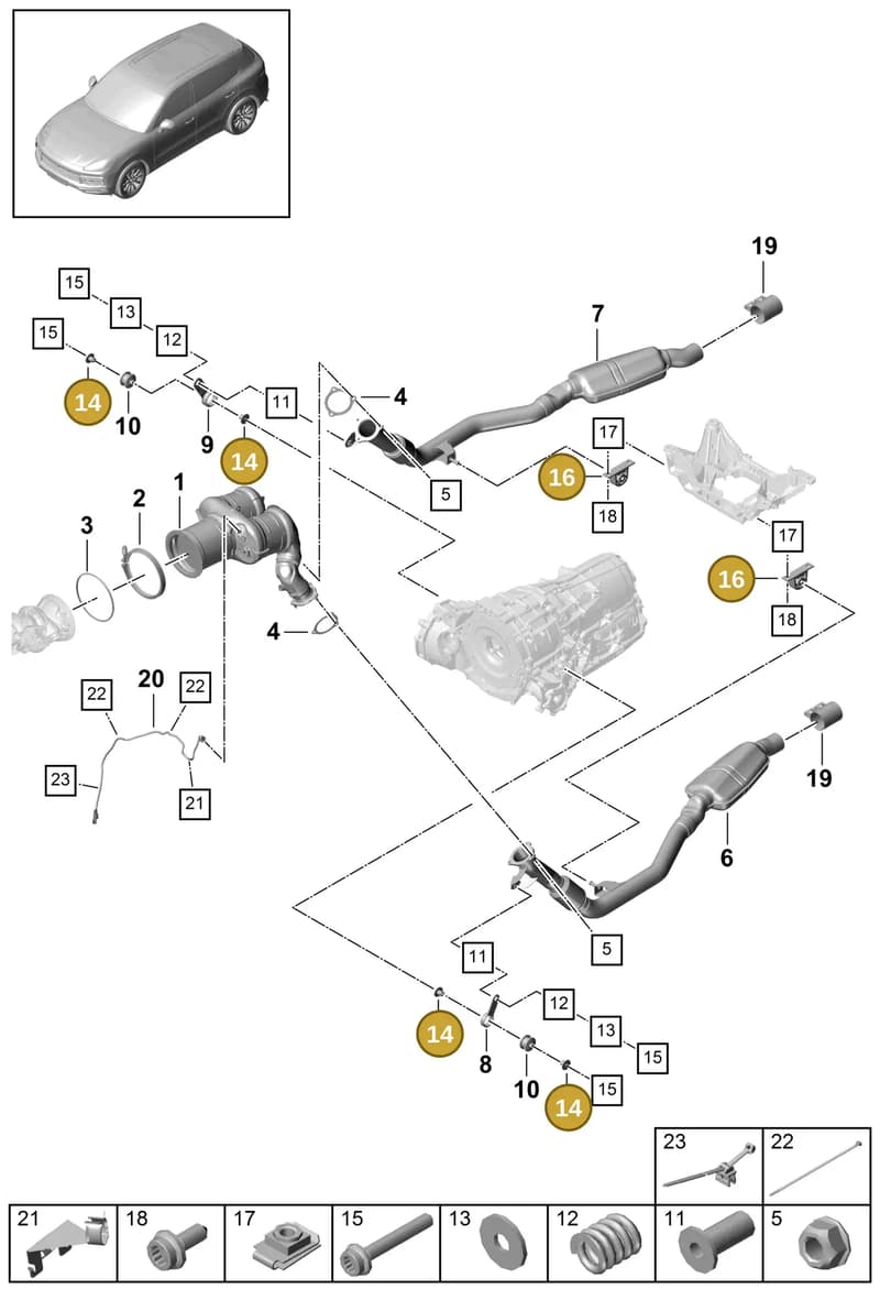 PAB25309900 — Porsche Cayenne (2017-2023) diagram p51202090, position 14+16