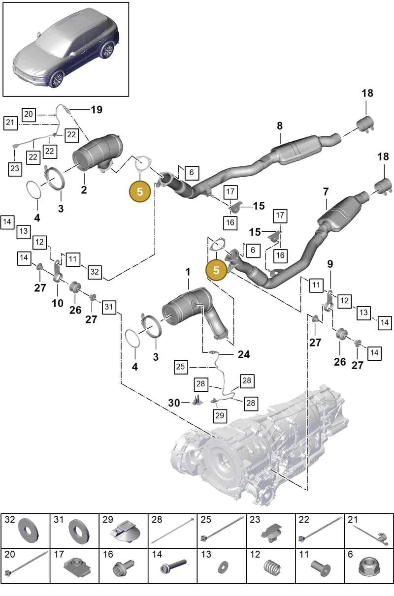 PAB25311500 — Porsche Cayenne (2017-2023) diagram p51202065, position 5
