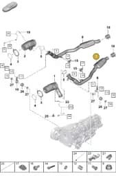 PAB253300F Porsche Exhaust Pipe with Front Silencer