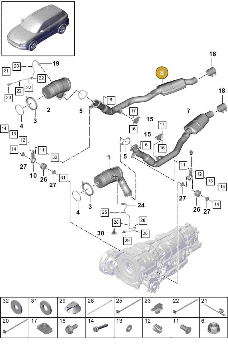 PAB253350D — Porsche Cayenne (2017-2023) diagram p51202065, position 8