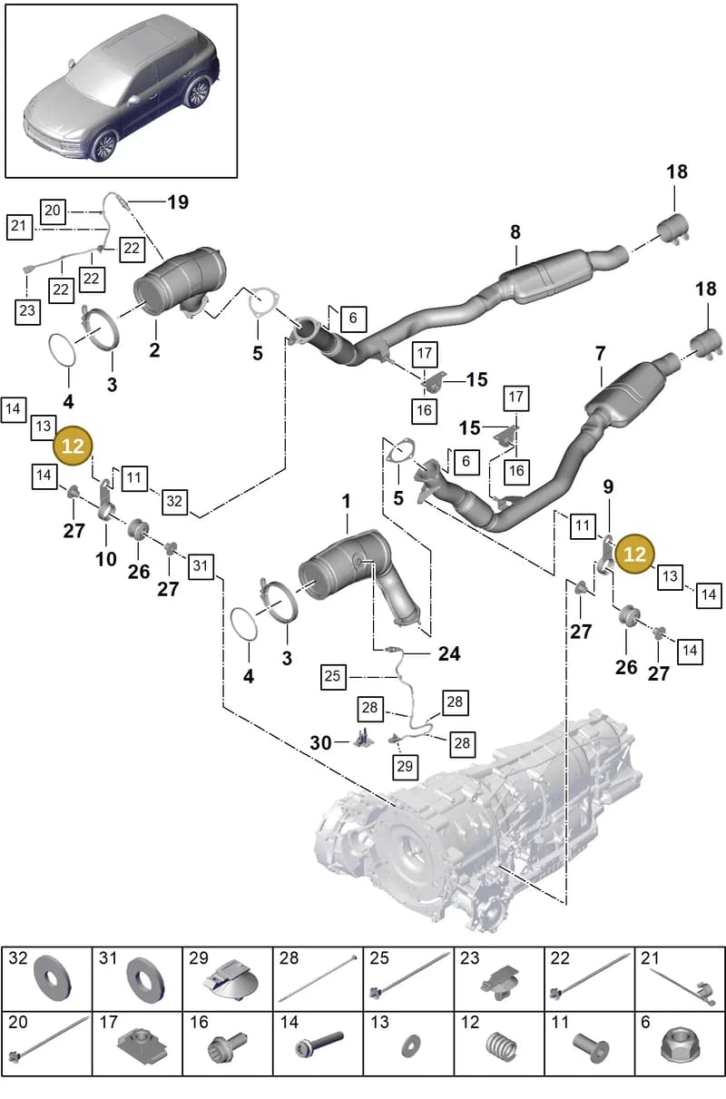PAB25335300 — Porsche Cayenne (2017-2023) diagram p51202065, position 12
