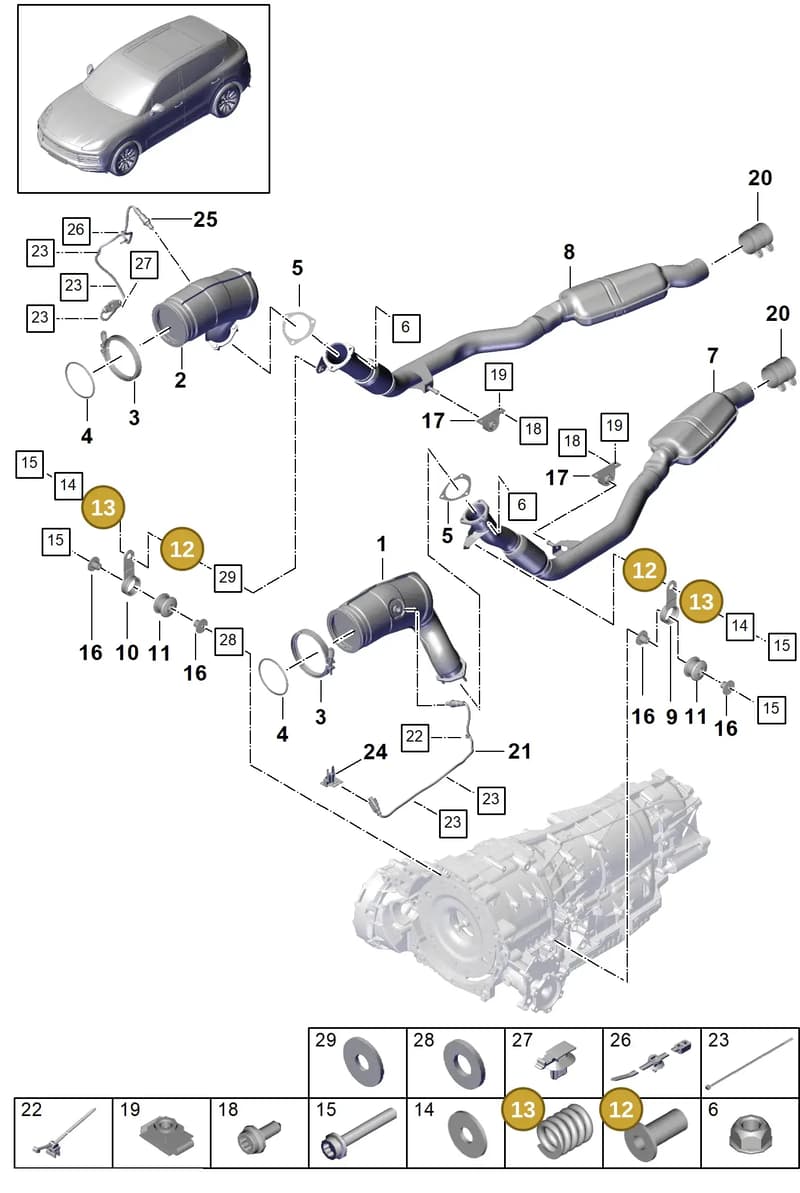 PAB25335300 — Porsche Cayenne (2017-2023) diagram p51202070, position 12+13