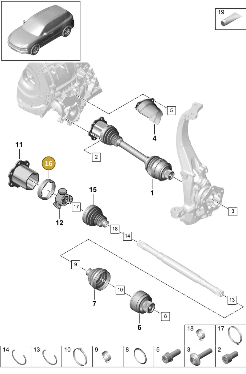 PAB407413 — Porsche Cayenne (2017-2023) diagram p51401030, position 16