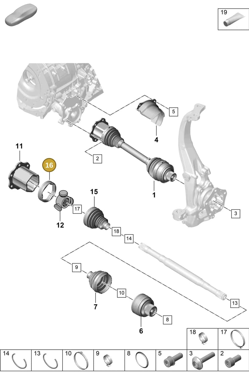 PAB407413 — Porsche Cayenne Coupe (2023-2023) diagram p60401100, position 16